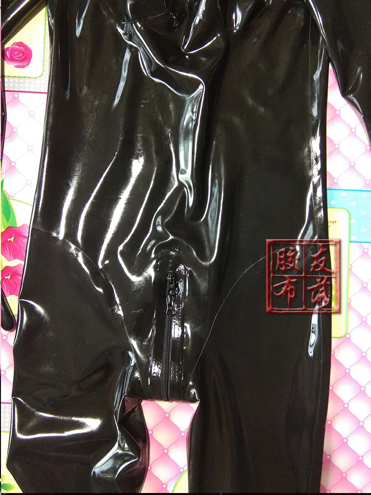 LATEX CATSUIT FULL COVER BODYSUIT ZIP HIDDEN TWO CONDOM CUSTOM MADE |