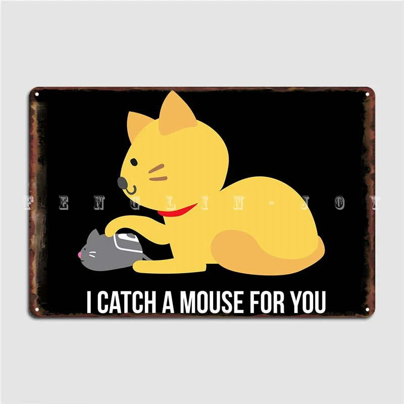 

Cat Mouse Computer Metal Sign Wall Cave Mural Plates Classic Tin Sign Poster
