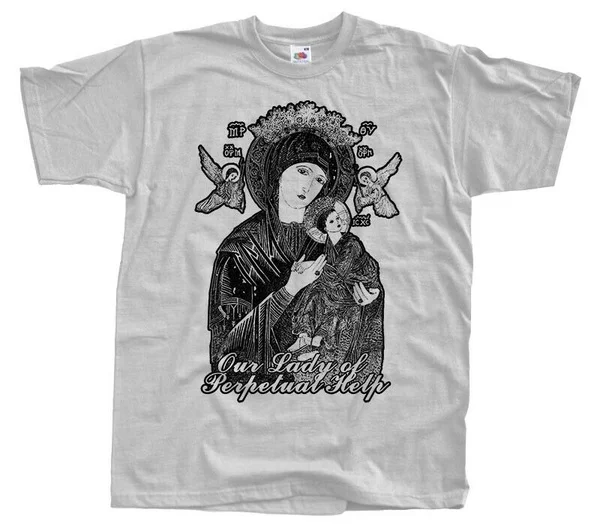 

New Our Lady of Perpetual Help Mens T-shirt GRAY Virgin Blessed Mary size S-3XL