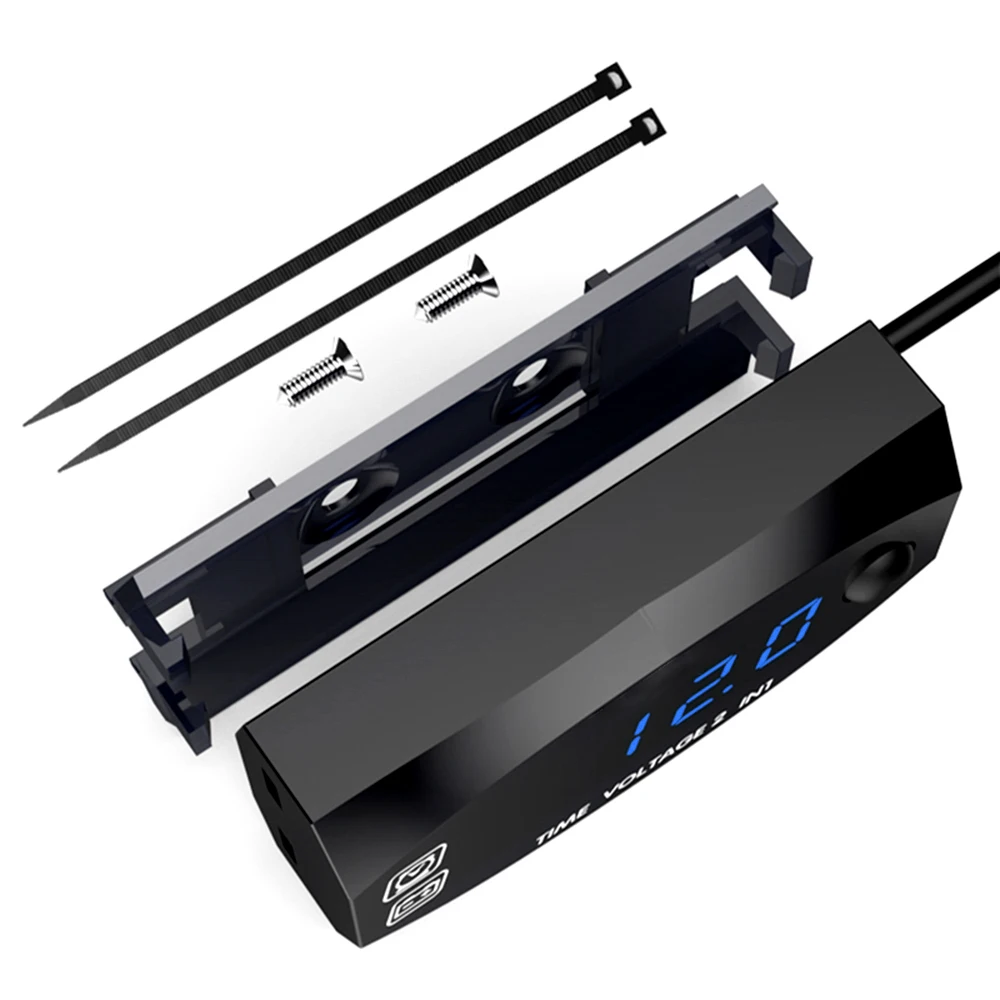 

KKMOON Motorycycle DC 6V-30V 2 In 1 Digital Time Clock Voltage voltmeter IP67 Waterproof Tester Battery Moniter Gauge