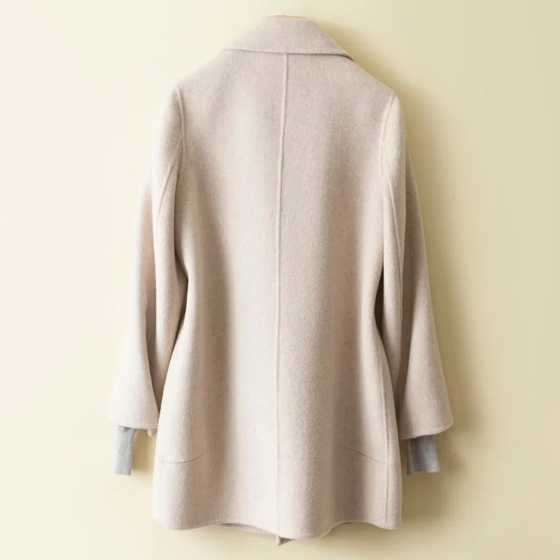 2020 100% пальто Весна Осень Длинная шерстяная куртка Элегантные женские и куртки