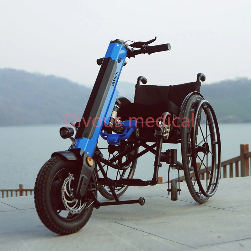 

Бесплатная доставка, ручной прицеп для инвалидной коляски с литиевой батареей, головка для водителя, усилитель для спортивной инвалидной к...