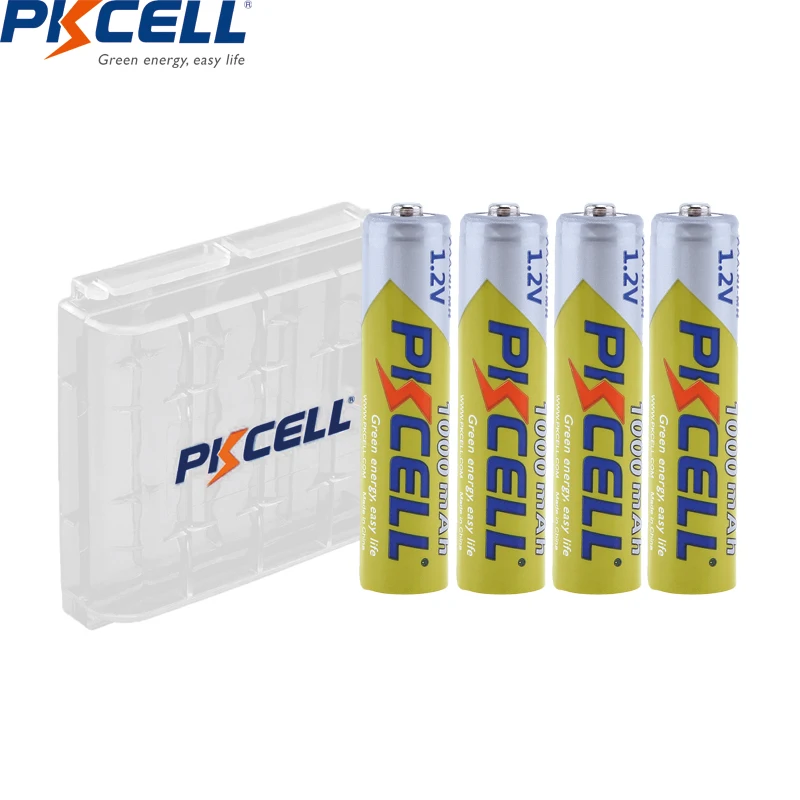4 шт./лот PKCELL 1 2 V 1000mAh NiMh AAA аккумуляторная батарея и шт батарейный блок для