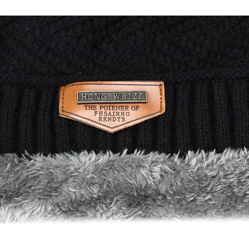 

Men's Winter Hat 2021 Fashion Knitted Black Hats Fall Hat Thick and Warm and Bonnet Skullies Beanie Soft Knitted Beanies Cotton