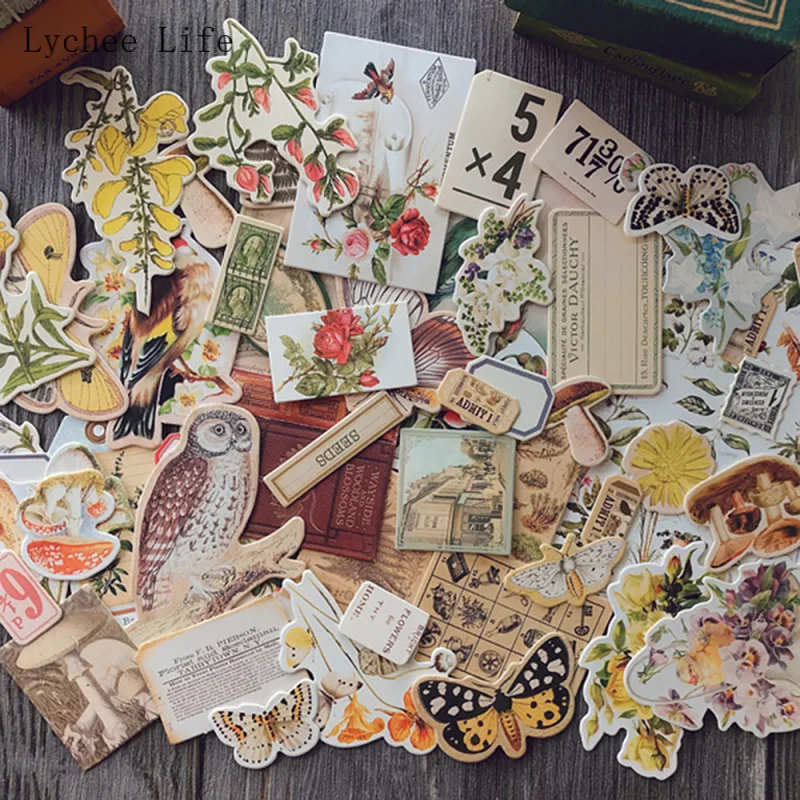 Lychee Life винтажный Цветок Птица Скрапбукинг Канцелярские наклейки s альбом