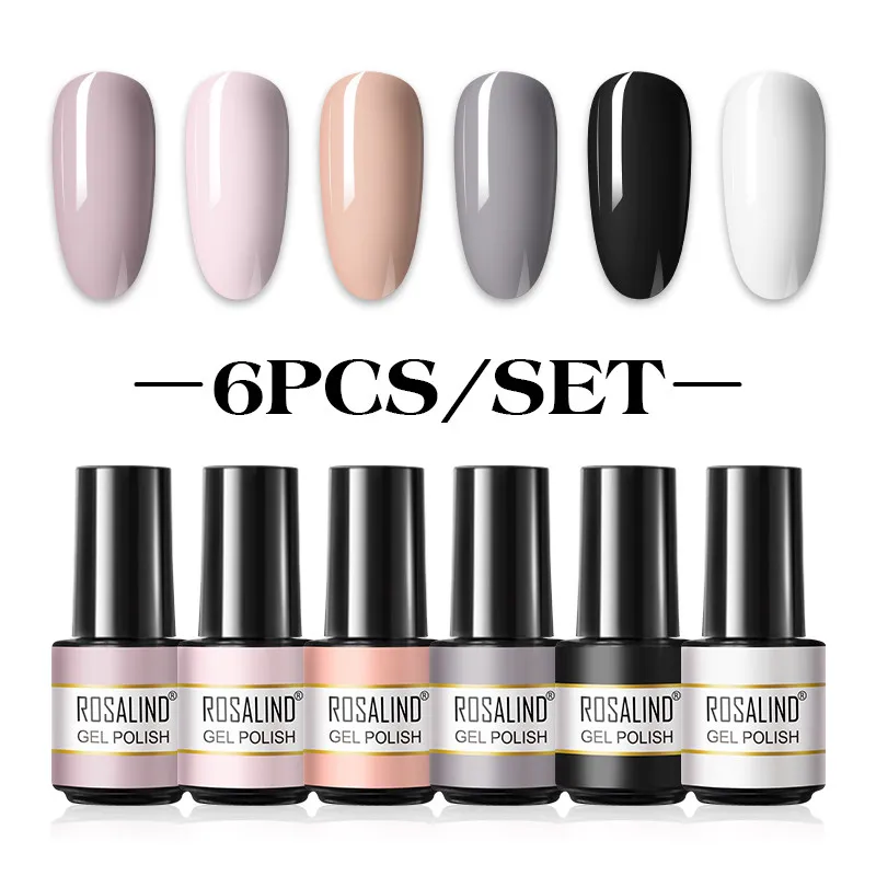 

ROSALIND 2/4/6Pcs Gel Nail Polish Set Gel Polish Kit For Manicure Nail Desgin Art Semi Permanent Varnish Hybrid Base Top Coat