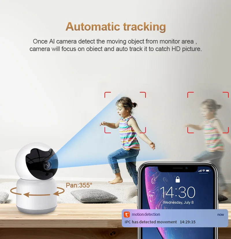 Умная Wi Fi камера 3MP Tuya для домашней системы видеонаблюдения беспроводная ИК