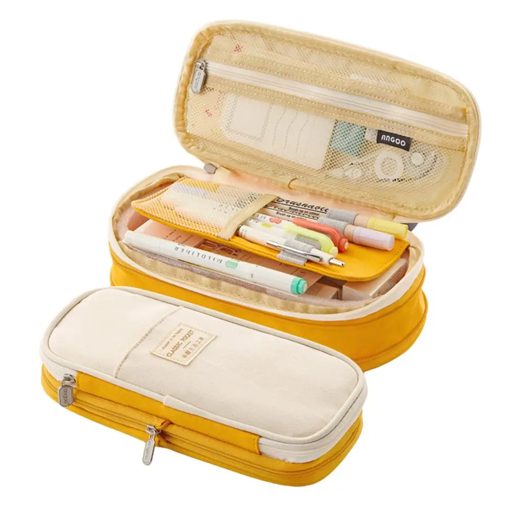 

Пенал для карандашей, двухслойный, большой емкости, Канцтовары, холст, милый чехол для карандашей для детей, для мальчиков, школьные принадл...