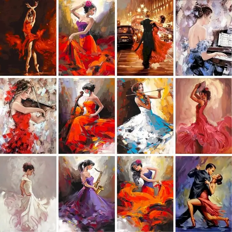 

GATYZTORY 60x75cm DIY Frame Dance Girl Painting By Numbers Modern Wall Painting Unique Gift Home Wall Art Picture Calligraphy pa