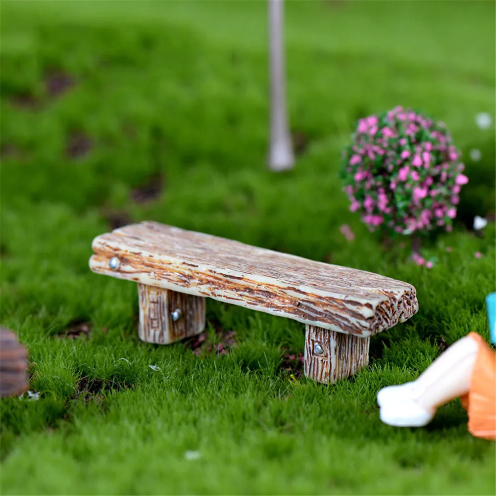 1/3PCs Cute Wooden Chair Stool Fairy Garden Miniatures Decor Couple Bench Action Figurine DIY Micro Gnome Terrarium Gift - купить по