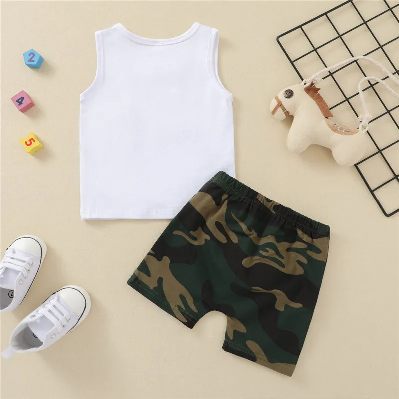 

2Pcs Top and Top Summer Fashion Newborn Boy Camo Shorts Set Summer Clothes Sleeveless Tank Top and Camouflage Short Pants Outfit