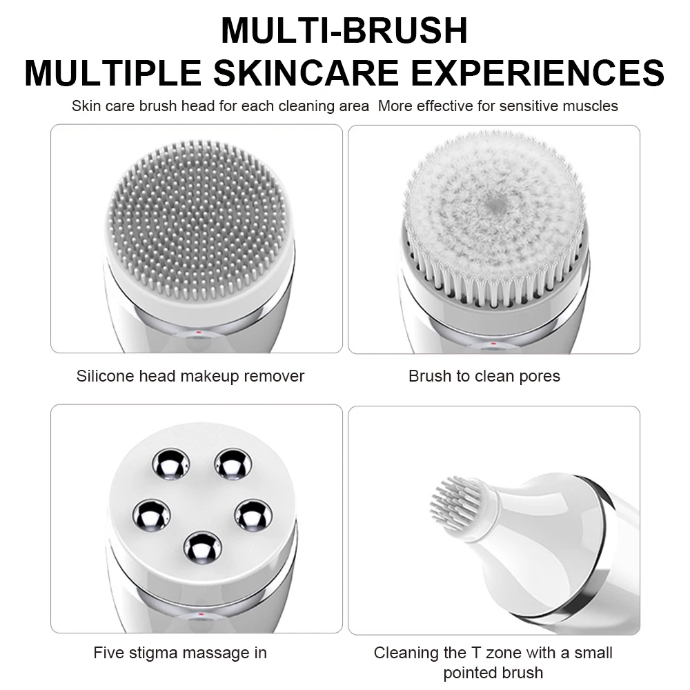 

Multi Face Washing Electric Facial Cleanser Ultrasonic USB Rechargeable Skin Pore Cleansing Machine Massage Pore Face Brush