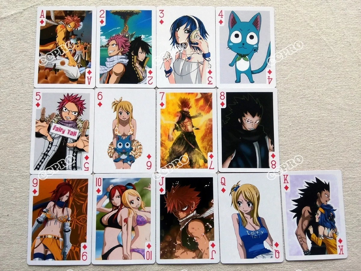 

Anime Fairy Tail Poker Cards Bridge Cards Desk Cards of Natsu Lucy Gray Elza Happy Etc