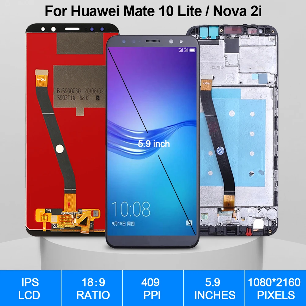 Original Display For HUAWEI Nova 2i Touch Screen Mate 10 Lite LCD Digitizer Replacement Parts RNE-L21 | Мобильные телефоны и