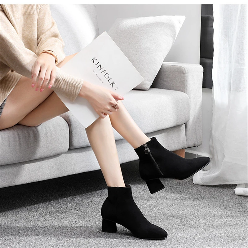 

Black Boots Ankle Boots For Women High Heel Boots Woman Shoes Luxury Fashion Autumn Women Bottes Femme Automne Bayan Ayakkabi