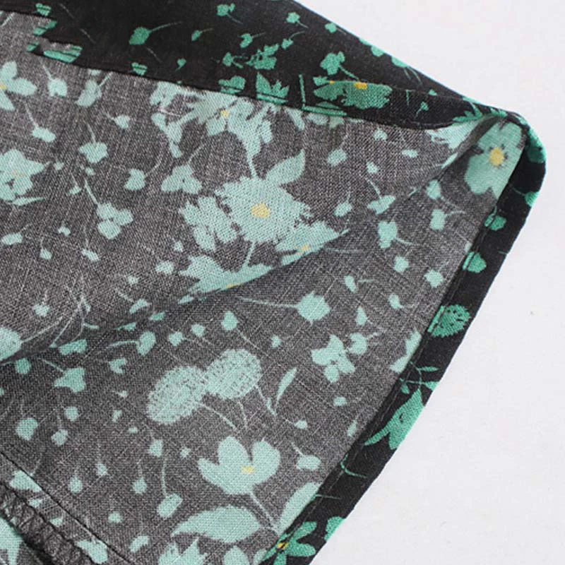 Зимнее Зеленое Длинное платье с цветочным принтом женское круглым вырезом и