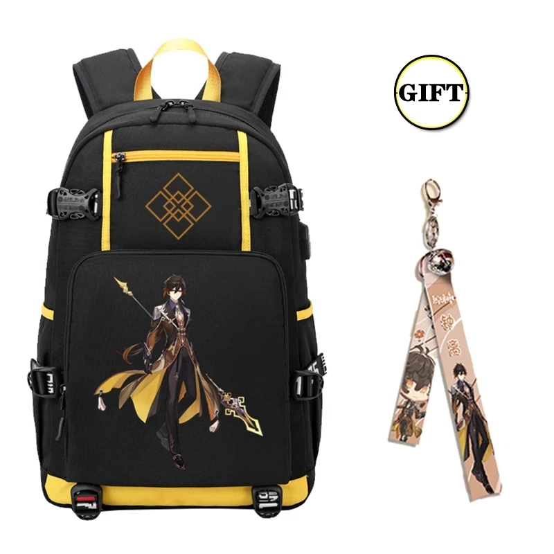 

Genshin Impact Cosplay Props Rock King Zhongli Luminous Travel Backpack Anime Project Fashion Satchel Student Bag Halloween Gift