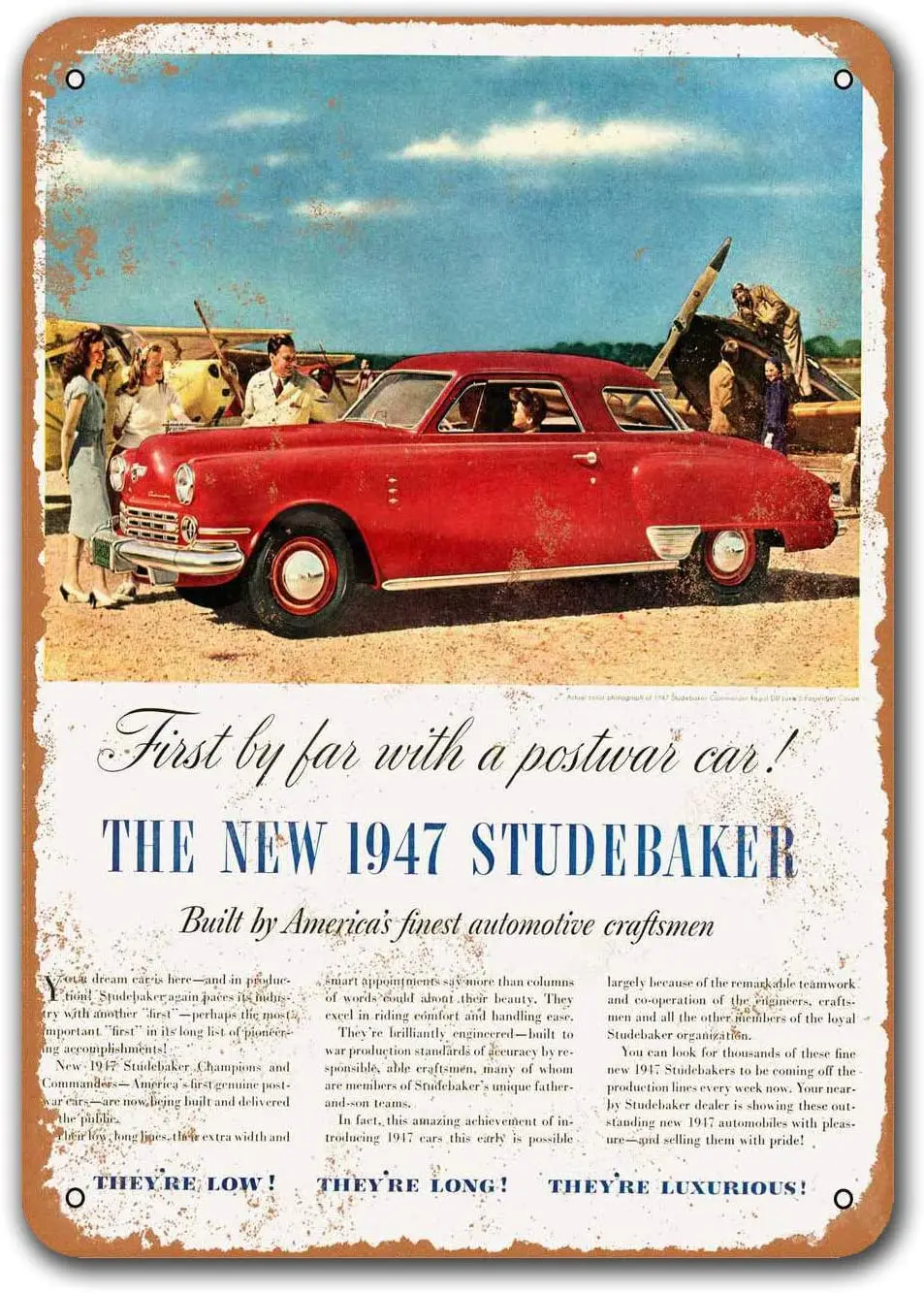 

1947 Studebaker Car Tin Signs Vintage, Metal Plaques Poster Man Cave Garage Retro Wall Decor 8x12 inch