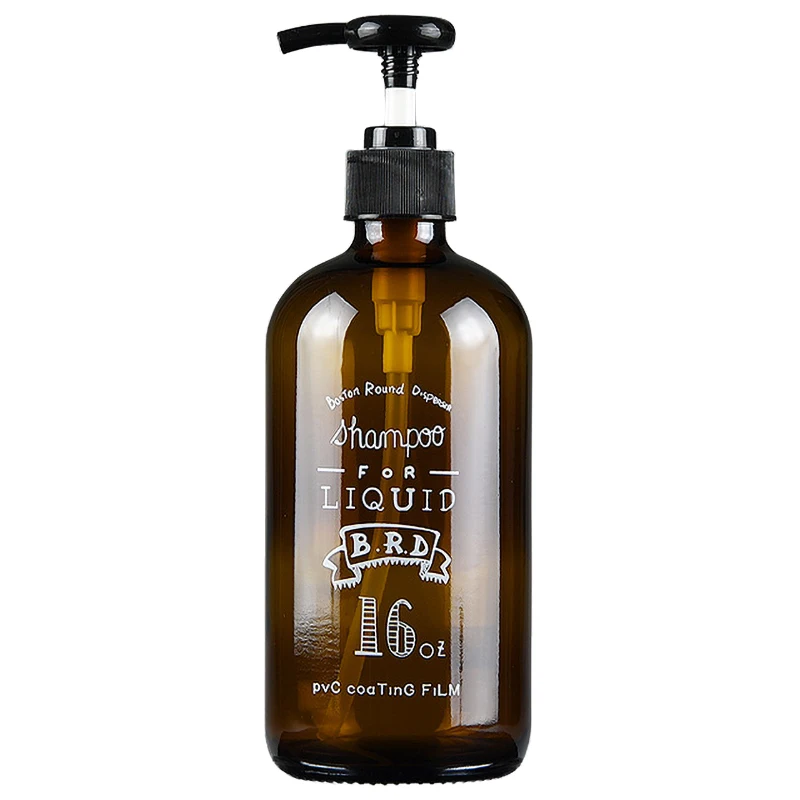 Стеклянная бутылка для хранения шампуня ванны 460 мл коричневая с жидким лосьоном
