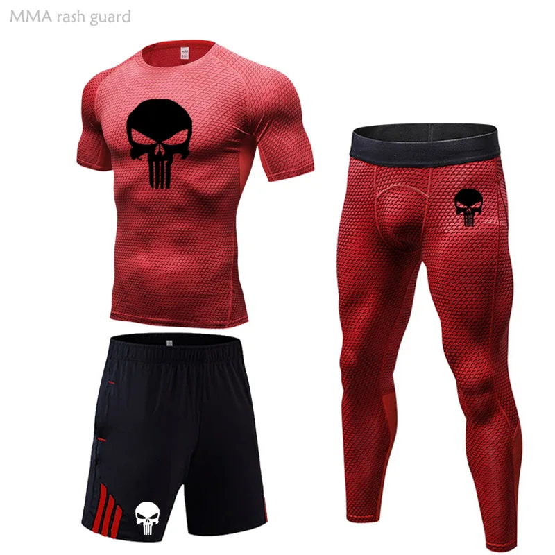 

MMA Compression Sport Suit Men's Workout Clothing Training Suits Set Summer Gyms Jogging Skin Care Kits Sweat Suit Short Set 4XL