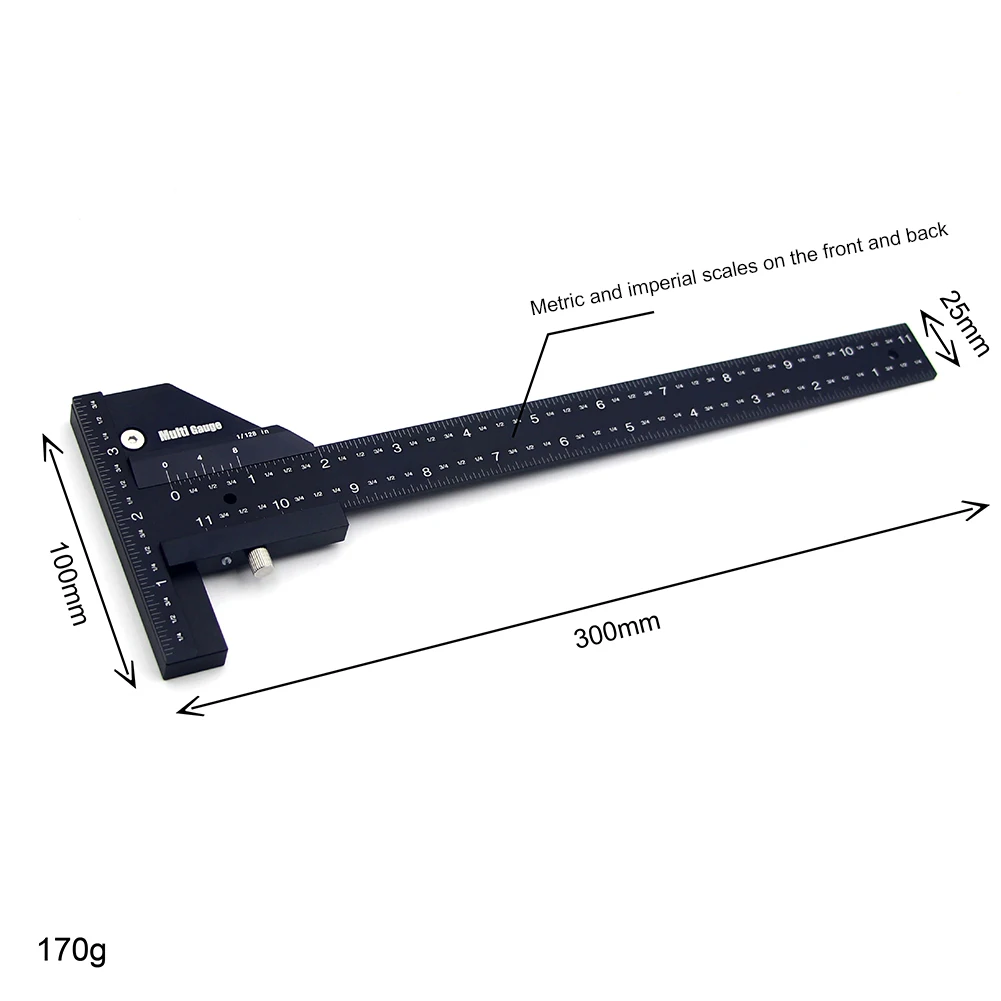 

Multifunction Woodworking Scriber Gauge Aluminum Alloy T Type Accurate Carpentry DIY Measuring Marking Framing Ruler Tool
