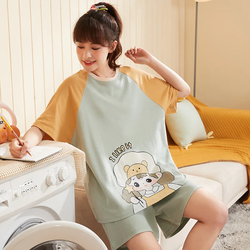 

Women's pajamas pajamas women 2021 new style summer thin cotton short-sleeved shorts princess style two-piece home pajamas