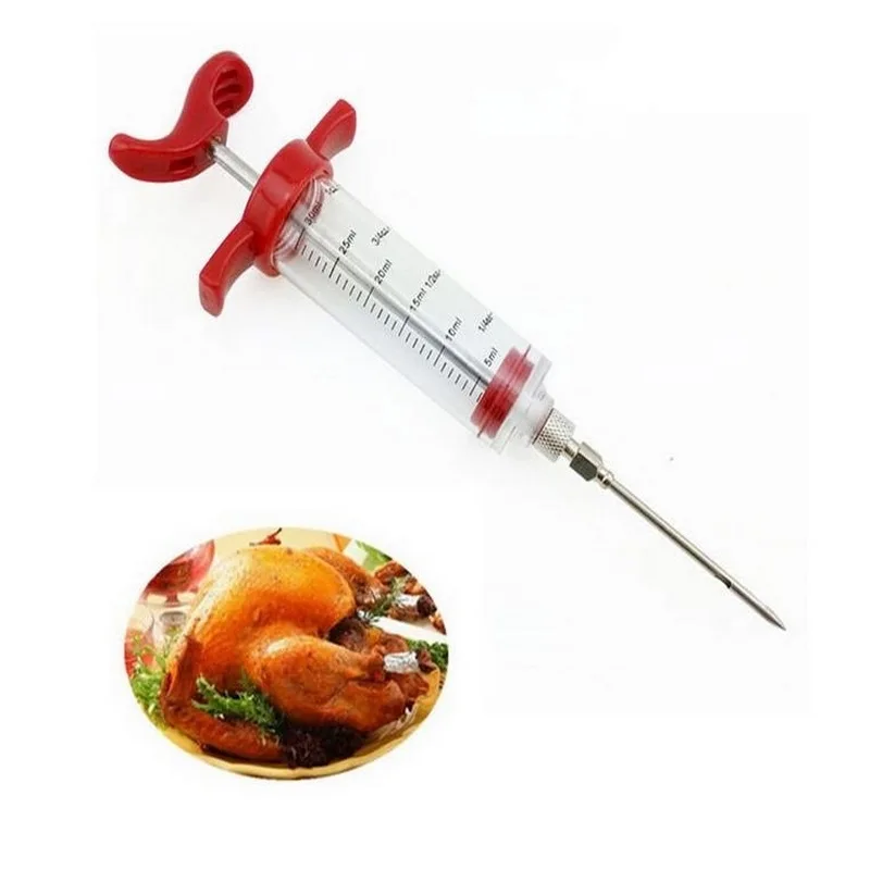 Stainless Steel Needles Spice Syringe Marinade Injector Flavor Cooking Meat Poultry Turkey Chicken BBQ Tool | Дом и сад