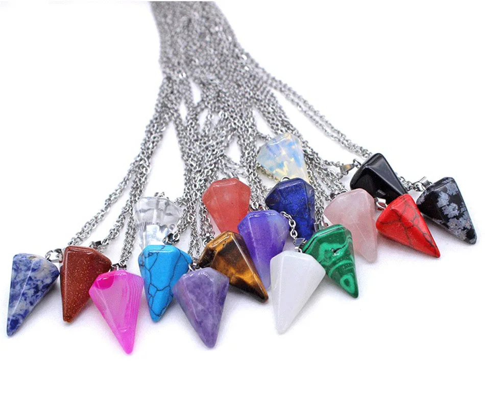 Женское ожерелье с подвеской в виде цепочки натуральным камнем|Ожерелья