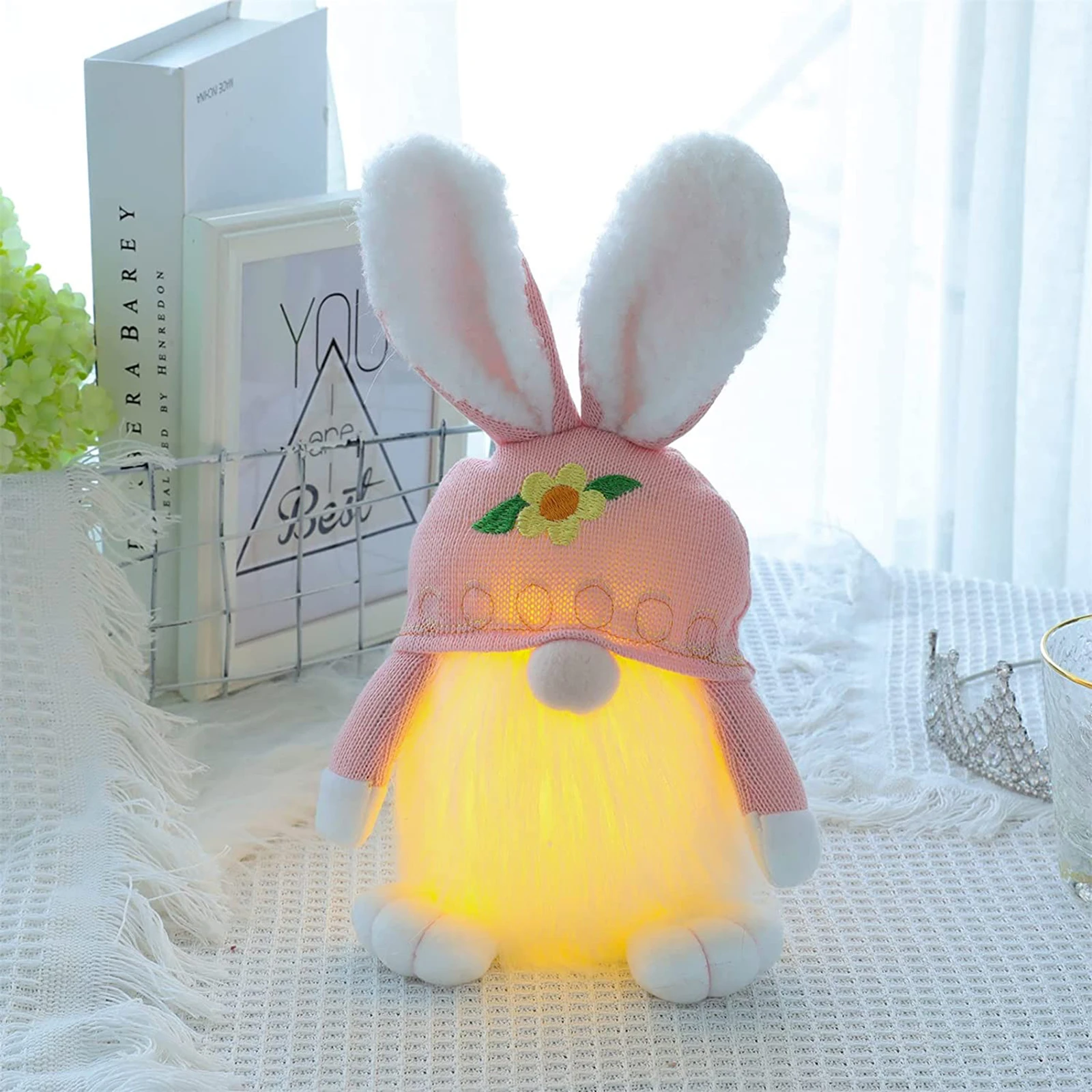 

Easter Ornament Lights Faceless Doll Ornaments Dolls Decorations Luminous Knitted LED Party Supply Forest Elf Wool Bunny
