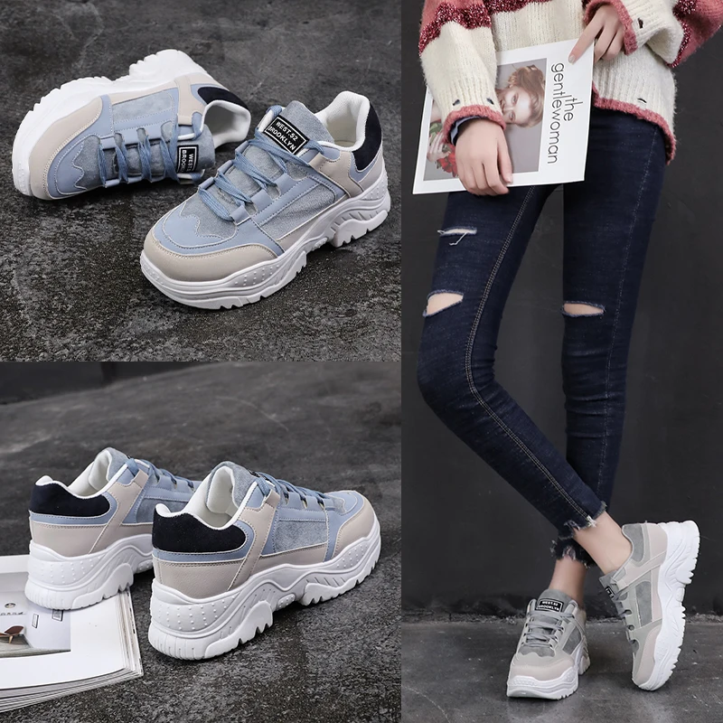 Женские кроссовки для бега Baideng увеличивающие рост дышащие светильник шнуровке |