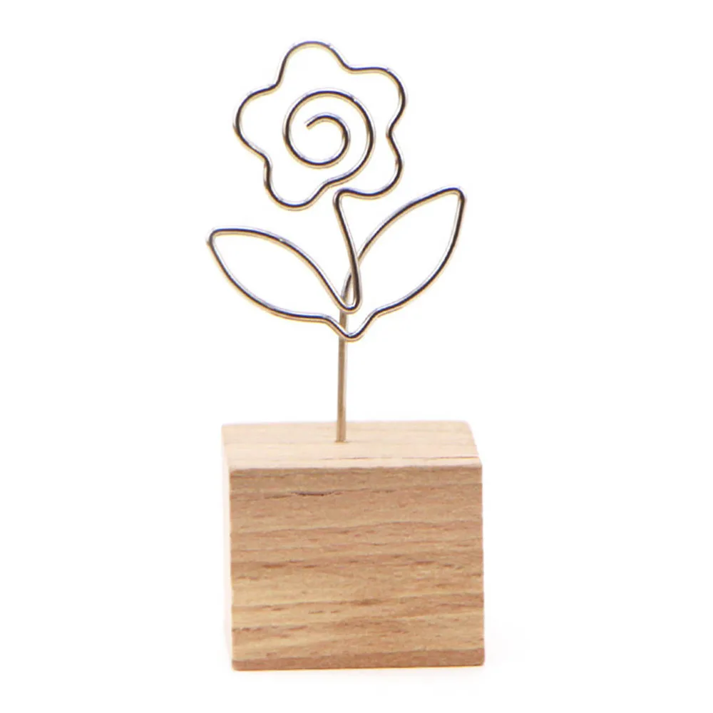 

8PCS Creative Simple Wooden Notes Folder Business Holder Wire Photo Message Clip