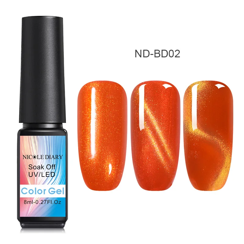 ND-BD02 NICOLE DIARY 8 мл голографический кошачий глаз гель Магнитный УФ-гель для ногтей лак магнит УФ светодиодный гель-лампа маникюрный лак Искусство DIY - Цвет: ND-BD02