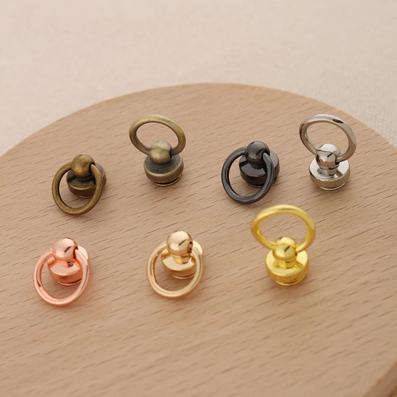 

High Quality 10pcs Metal Ball Post With O Ring Studs Rivets Nail Screwback Round Head Spots Spikes Leather Craft Accessories