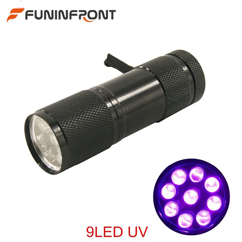 

Mini 9LED UV Flashlight Ultraviolet led flashlight Ultra Violet Invisible Ink Marker Detection Torch Light 3AAA UV lamp, 12 LEDs