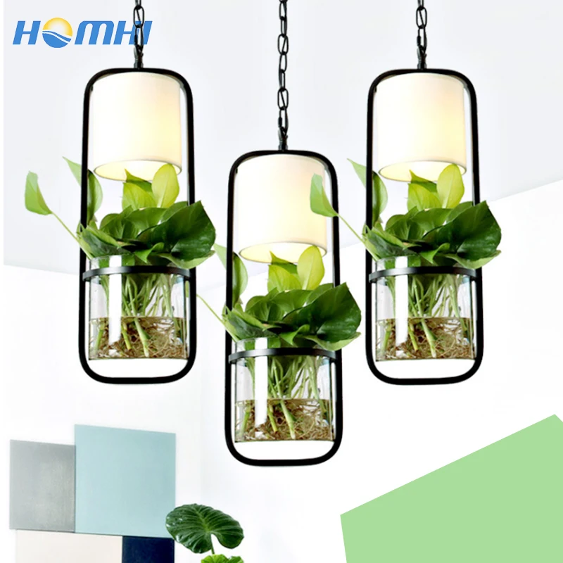 

Country Flower Pot Pendant Light Glass Hanglamp Danish Design Dining Room Deco Water Plant Terrarium Reception Desk HPD-010