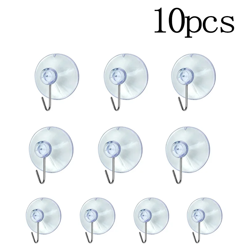 10pcs Suction Cup Hooks Transparent Sucker Hooks Clothes Coat Blanket Key Metal Hanging Hook For Bathroom Kitchen Wall