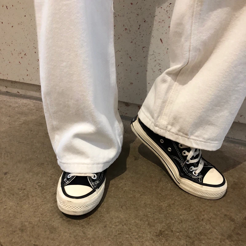

Jeans Women Denim White Zipper Fly High Waist Wide Leg Pant Korean Style for Womens Loose Elegant All-match Fashionable Basic