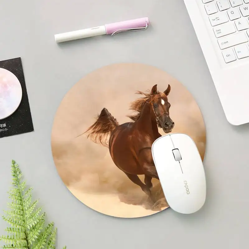 

Wild Horse Running Gamer Play Mats Rubber Mouse Pad 20x20cm 22x22cm Diameter Round Mouse Pad