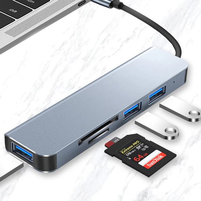 

USB C HUB Type C to Multiple USB Ports + TF SD Card Reader 5 IN 1 Adapter for Apple MacBook Air Pro Series Laptop Type-C Adaptor