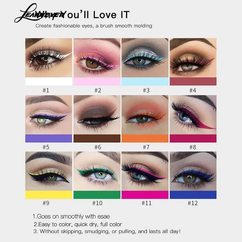 

12 Color Matte Liquid Eyelinermakeup Eyeliner Gel Waterproof Liquid Beauty Tool Eye Liner H7R7