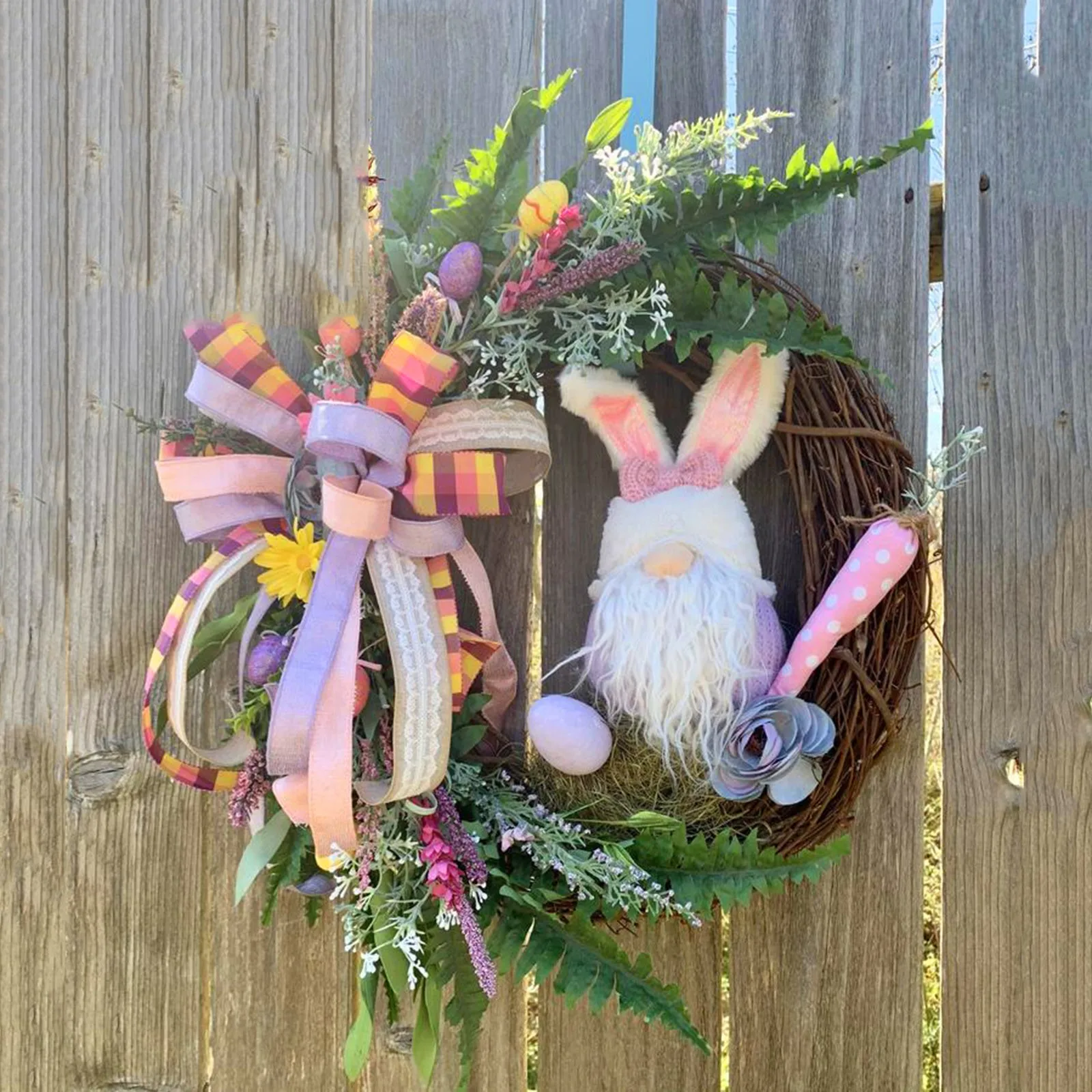 Easter Decoration Artificial Rattan Bunny Wreat Outdoor Indoor Hanging Wreath Home Ornament Diy Craft Wedding |