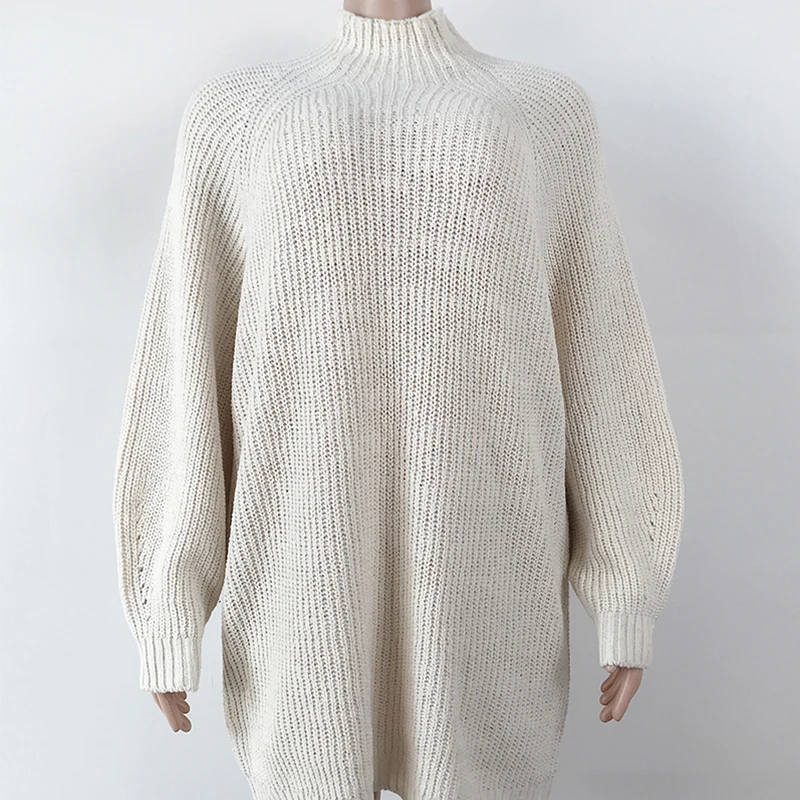

Forefair Oversized Knitted Dress Sweater Autumn Solid Long Sleeve Casual Elegant Mini Warm Winter Turtleneck Dress Women 2020