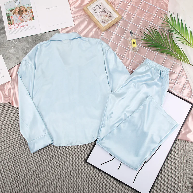 

Satin Pajamas for Women 2021 Spring Long Sleeve Cardigan Silk Women's Pajamas Loose Simplicity Pajamas Sets