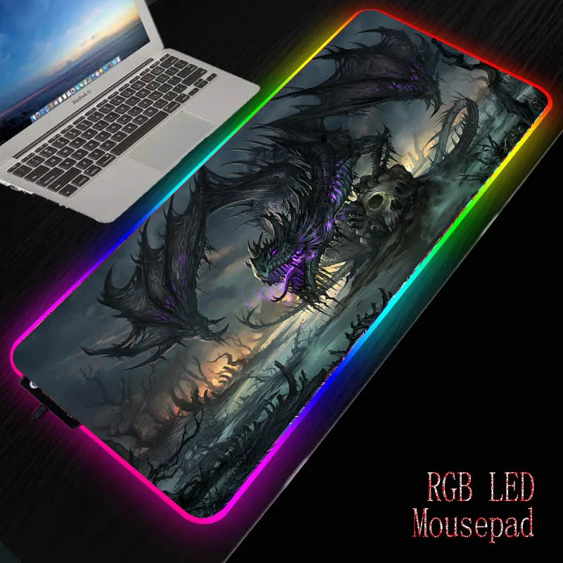 Игровой компьютерный коврик для мыши Mairuige с драконом черепом большой RGB
