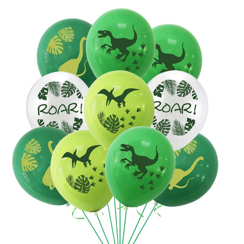 

10Pcs 12inch Dinosaur Confetti Latex Balloons Jungle Safari Boy Birthday Ballon Roar Balon Jurassic World Decoration Baby Shower