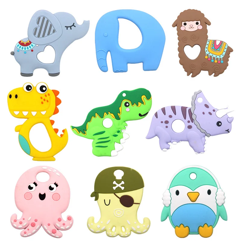 

Tiny Rod BPA Free Food Grade Silicone Teethers Cartoon Animals Shape Pacifier Clips DIY Accessories Baby Teething 1pc Let's Make