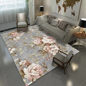 American Pastoral Style Carpet Flower Pink Gray Print Living Room Sofa Chair Kitchen Door Mat Bedroom Bedside Non-Slip Area Rugs American Pastoral Style Carpet Flower Pink Gray Print Living Room Sofa Chair Kitchen Door Mat Bedroom Bedside Non-Slip Area Rugs