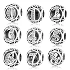 Подлинные серебряные браслеты с цифрами 0, 1, 2, 3, 4, 5, 6, 7, 8, 9, Оригинальные европейские браслеты с шармами, серебряные украшения для самостоятельного изготовления