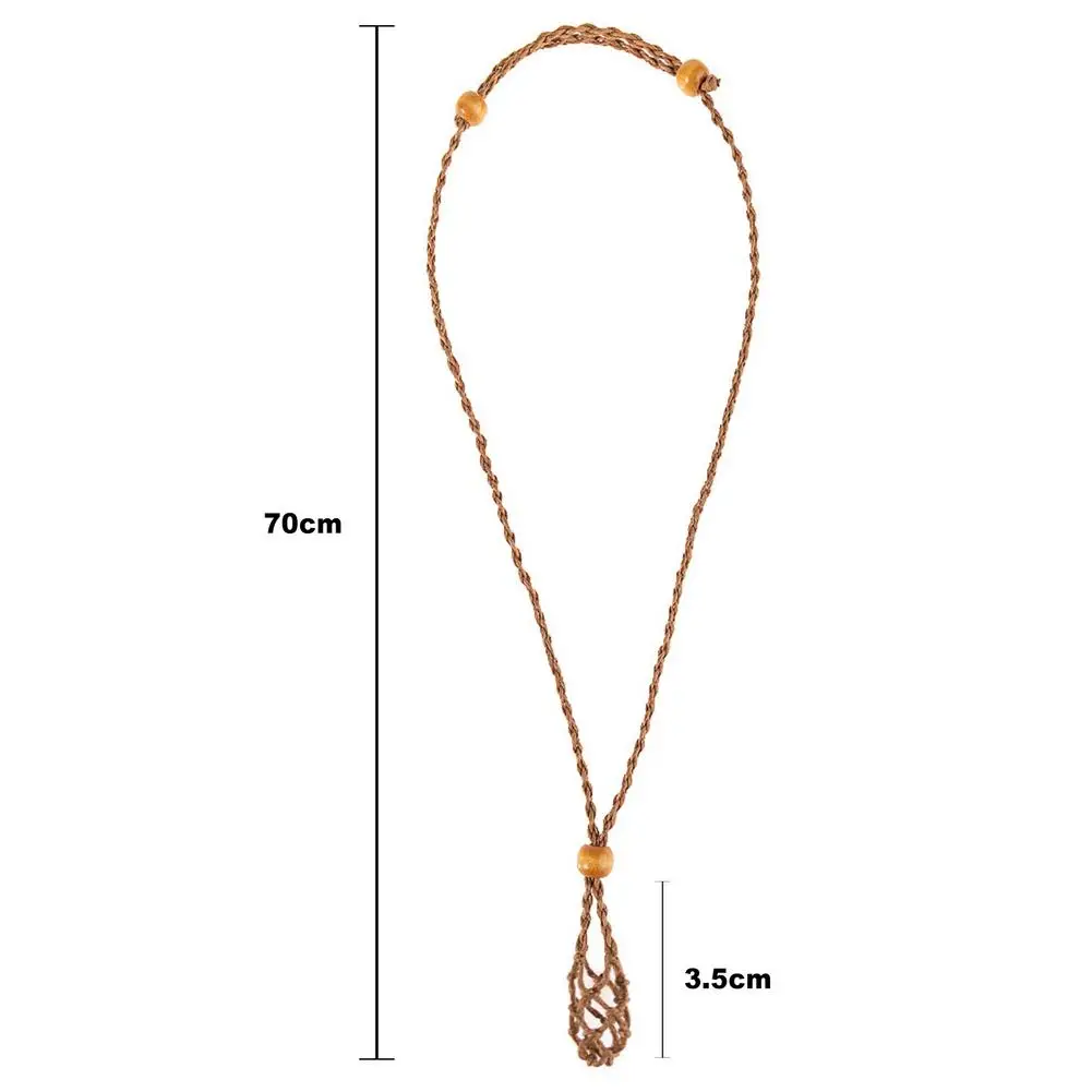 

Boho Necklace Cord Empty Stone Holder Quartz Crystal Raw Stone Chakra Point Healing Fish Netted Hand Wovent Net Bag