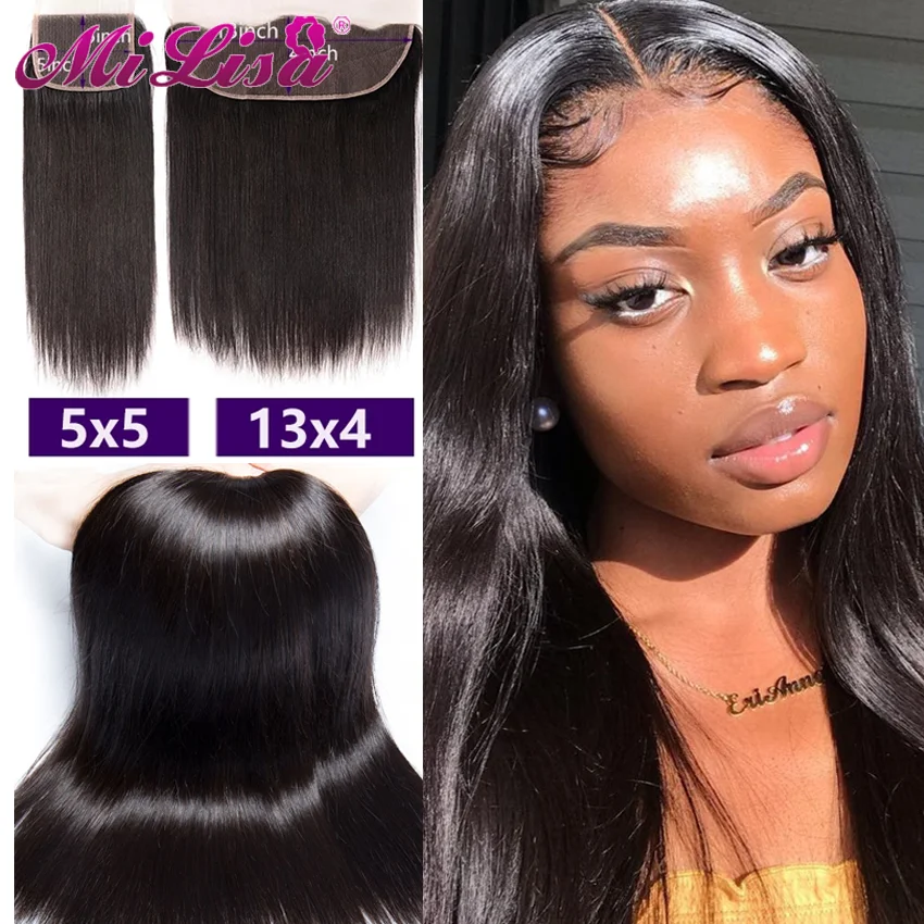 

Straight Bundles With Frontal 5x5 Closure With Bundle Brazilian 13x4 Lace Frontal Ceap Remy Hair extensions Human Hair Bundles
